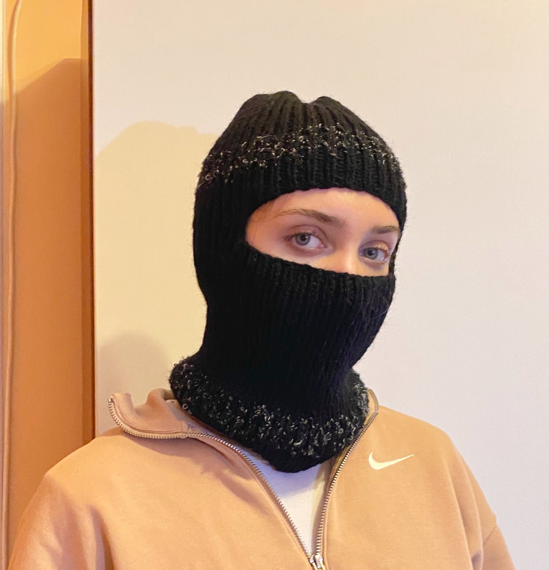 Hand-knitted Women's Merino Balaclava Hat, Face Mask, Winter Full