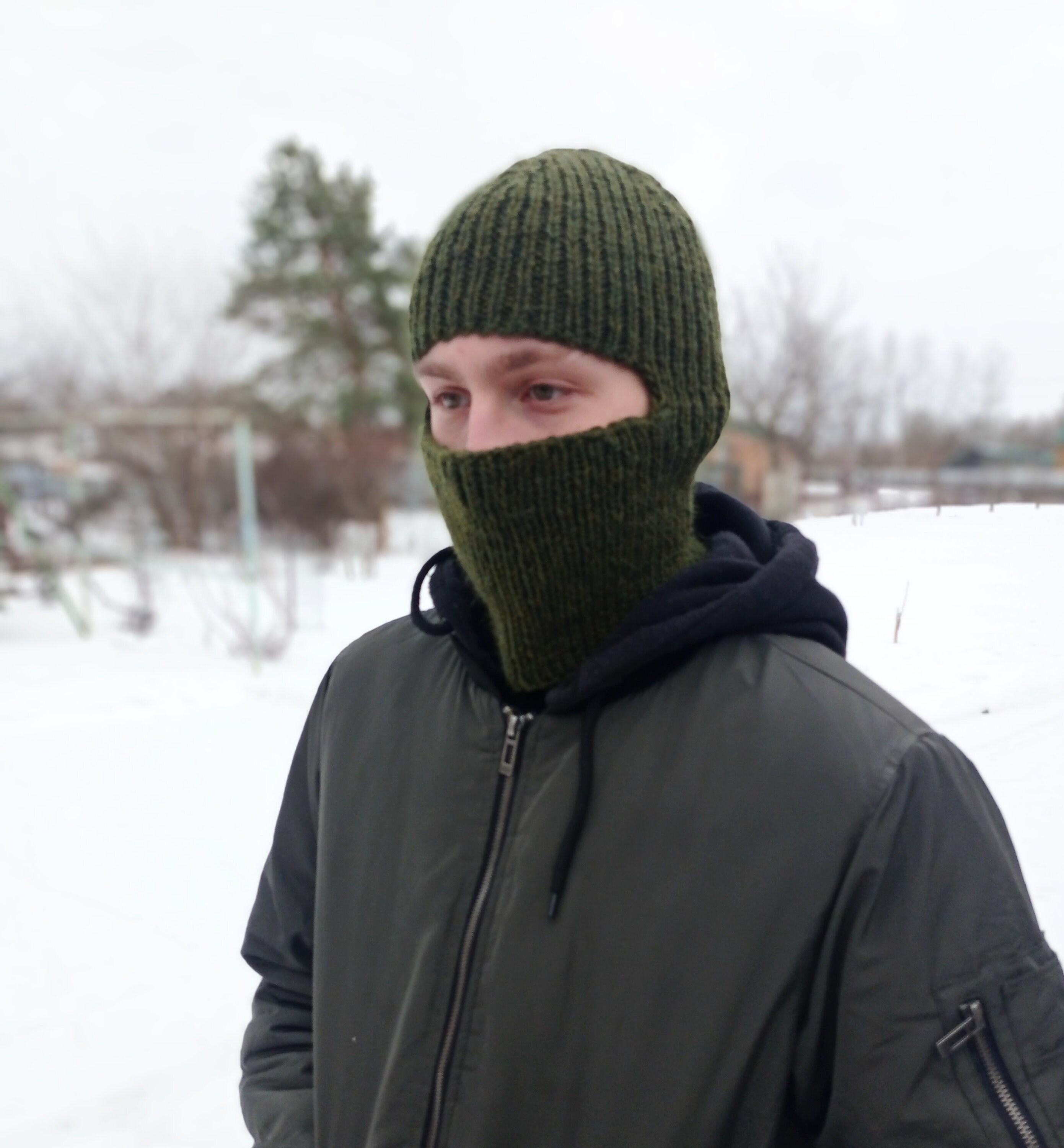 Hand-knitted Wool Balaclava Hat, Face Mask, Winter Full Face Mask
