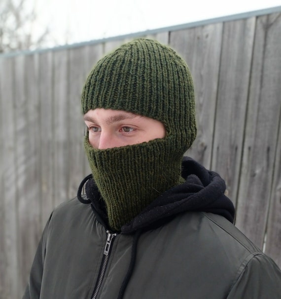Hand-knitted Wool Balaclava Hat, Face Mask, Winter Full Face