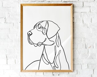 Great Dane Art Print, Dog Line Art Print, Great Dane Wall Print, Great Dane Gift, Single Line Dog Art Print, Minimalist Dog Portrait Print,