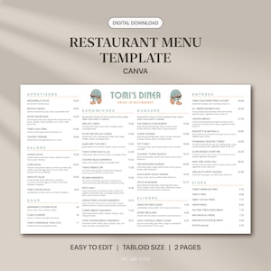 Restaurant Menu Canva Template | TAB-3