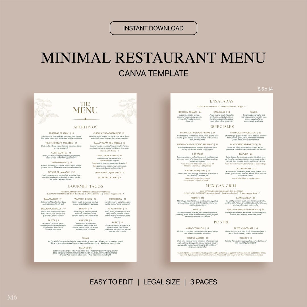 Minimal Restaurant Menu Canva Template Editable Restaurant Drink Menu Minimal Restaurant Menu Canva Template Editable Restaurant Drink Menu