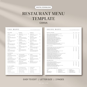 Restaurant Menu Canva Template | LTR-4