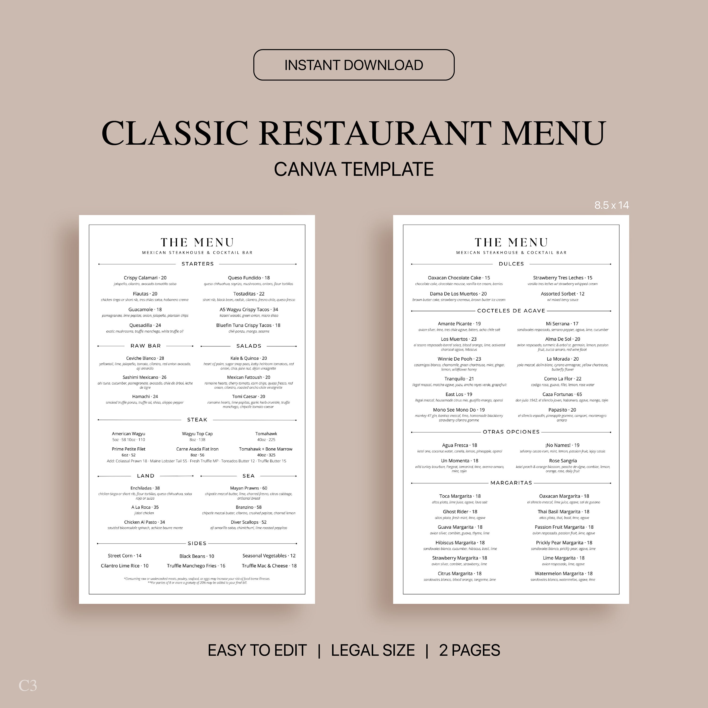 French Bistro Menu Template