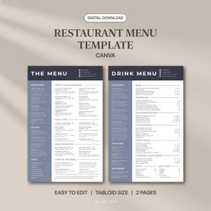 Restaurant Menu Canva Template | TAB-1