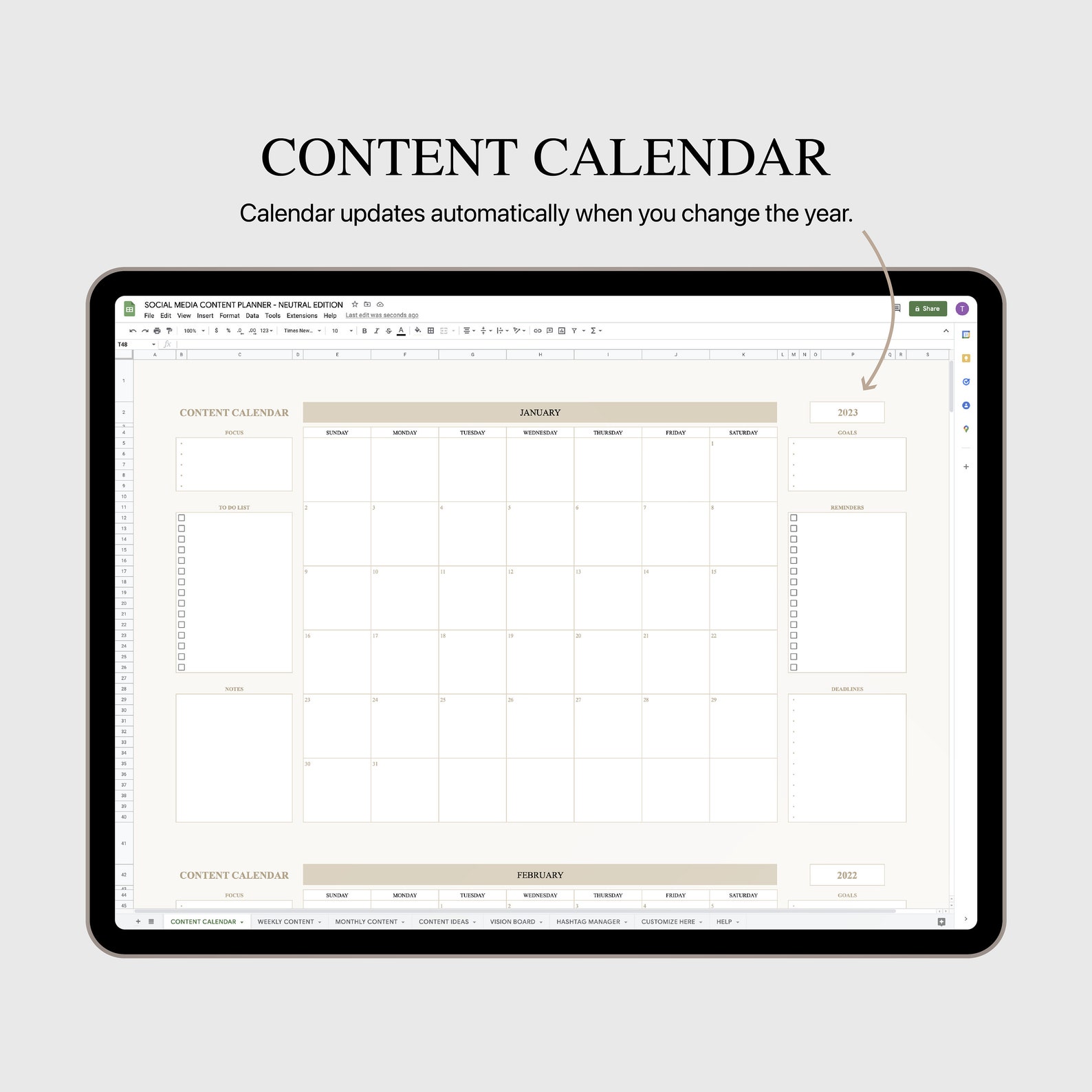 Content Planner Google Sheets Social Media Content Calendar - Etsy