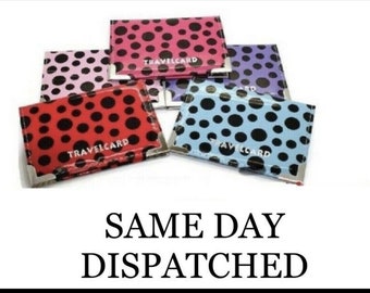 PU Leather Travel Bus Pass Holder Oyster Wallet Rail Card Cover Case Polka dot