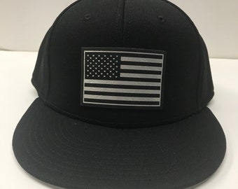 American Flag ProFlex Hat, US Flag Hat, American Flag Hat, USA Hat, American Flag Patch, Patriotic Hat, Faux Leather Patch