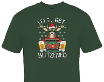 LET'S GET BLITZENED Christmas Slouchy Sweatshirt Wine Version Pick Red or Black Funny Christmas Drinking Shirt Christmas Shirts Humor