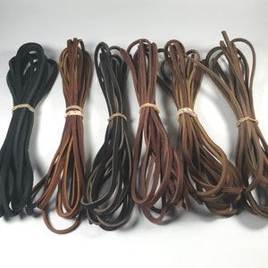 1 Pair (2 laces) 9/64 x 72 inch Leather Boot Lace, Boat Shoe Lace, Leather Lace