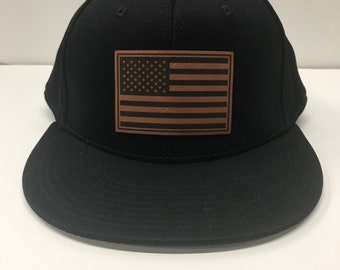 American Flag ProFlex Hat, US Flag Hat, American Flag Hat, USA Hat, American Flag Patch, Patriotic Hat, Faux Leather Patch