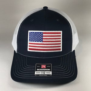 Richardson 112 American Flag 6 Panel Adjustable Snapback Trucker Mesh Hat, Richardson 112, US Flag Hat, American Flag Hat,