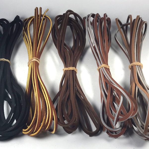 1 Pair (2 laces) 1/8 x 72 inch Leather Boot Lace, Boat Shoe Lace, Leather Lace