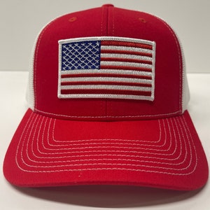 American Flag Adjustable Snapback Trucker Mesh Hat, US Flag Hat, American Flag Hat, Patriotic Hat