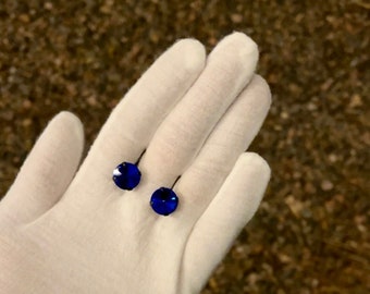 Blue | Round lever back earrings | Titanic earrings | Heart of the Ocean jewelry
