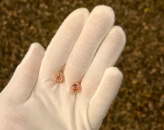 Pink | Small round crown lever back earrings | Dainty pink earrings | Queen Elizabeth