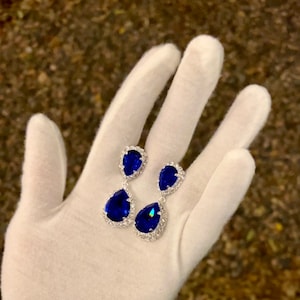 Blauw | Halo-oorbellen peer | Geïnspireerd op Titanic Heart of the Ocean