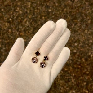 Purple | Round drop lever back earrings