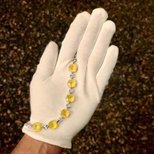 Yellow and Clear | Cushion and round adjustable length crystal bracelet