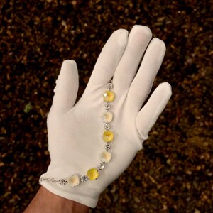 Yellow, white and clear | Cushion and round crystal adjustable length bracelet | Frozen lemonade bracelet | Summer bracelet jewelry