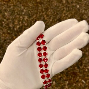 Red | Adjustable double row crystal bracelet | Wizard of Oz inspired bracelet | Ruby Slippers | Daphne bracelet jewelry