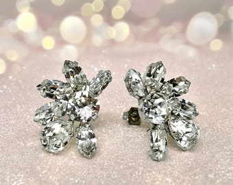 Clear | Glinda cosplay marquise and round cut crystal post earrings | Bubble dress earrings | Celebrity earrings | Broadway | Bridal earring