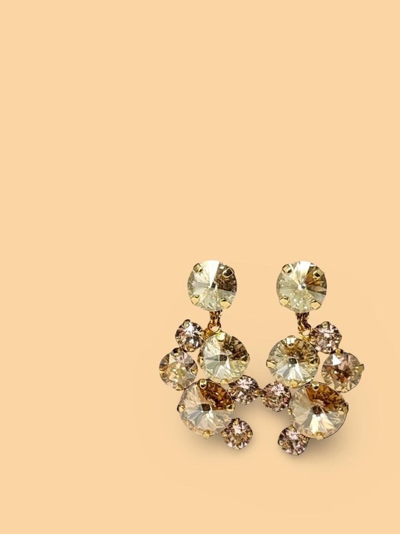 Orecchini Pendenti Oro Con Strass Scintillanti - Gioielli Alla Moda Regalo Per Donna Compleanno - 4