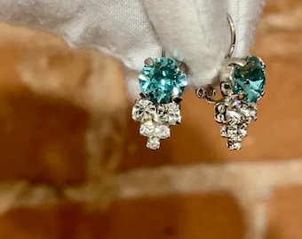 Blue and Clear | Round lever back earrings | Robin’s egg blue earrings | Something Blue bridal wedding earrings