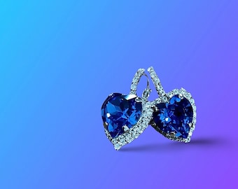 Blue | Titanic Heart of the Ocean inspired lever-back earrings | Crystal rhinestone heart earrings | Titanic jewelry | Titanic collectible
