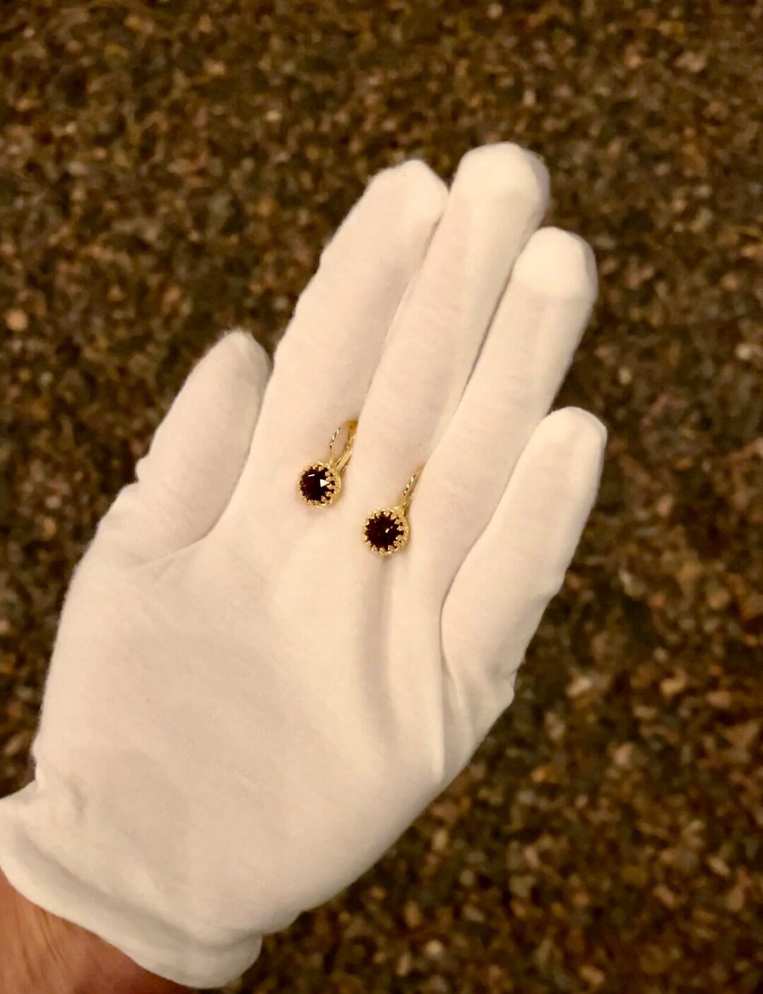 Brown | Small Round Crown Lever Back Earrings | Damier Earrings | Paris ...