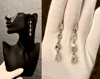 Clear | Dewdrop crystal rhinestone post earrings | Teardrop dangle earrings for women | Dangly earrings | Nutcracker Dewdrop Fairy earrings