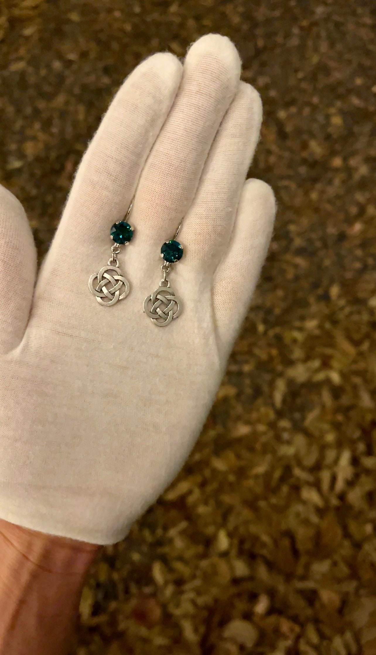 Green | Celtic symbol lever back dangle earrings | Irish Dance earrings