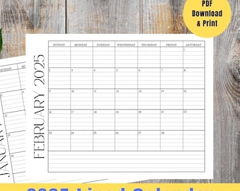 2025 Printable Calendar, 2025 Monthly Calendar, Lined Monthly Calendar, 2025 Monthly Planner