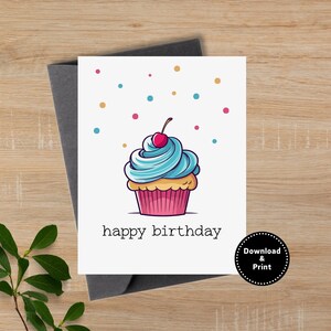 Cupcake Birthday Card for Her, Birthday Gift for Friend, Girl Birthday Card
