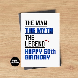 60e verjaardagskaart voor papa, verjaardagskaart voor man - The Man Myth Legend, 60 draaien