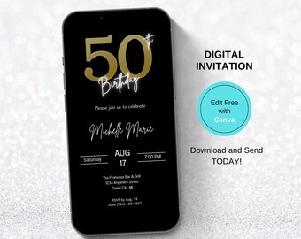 Digitale Einladung zum 50. Geburtstag, digitale Einladung zum 50. Geburtstag, bearbeitbare Vorlage