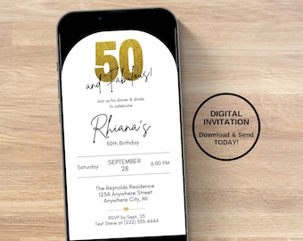 Einladung zum 50. Geburtstag, 50 und fabelhaft, Einladung zum 50. Geburtstag, Einladung zum 50. Geburtstag Digital