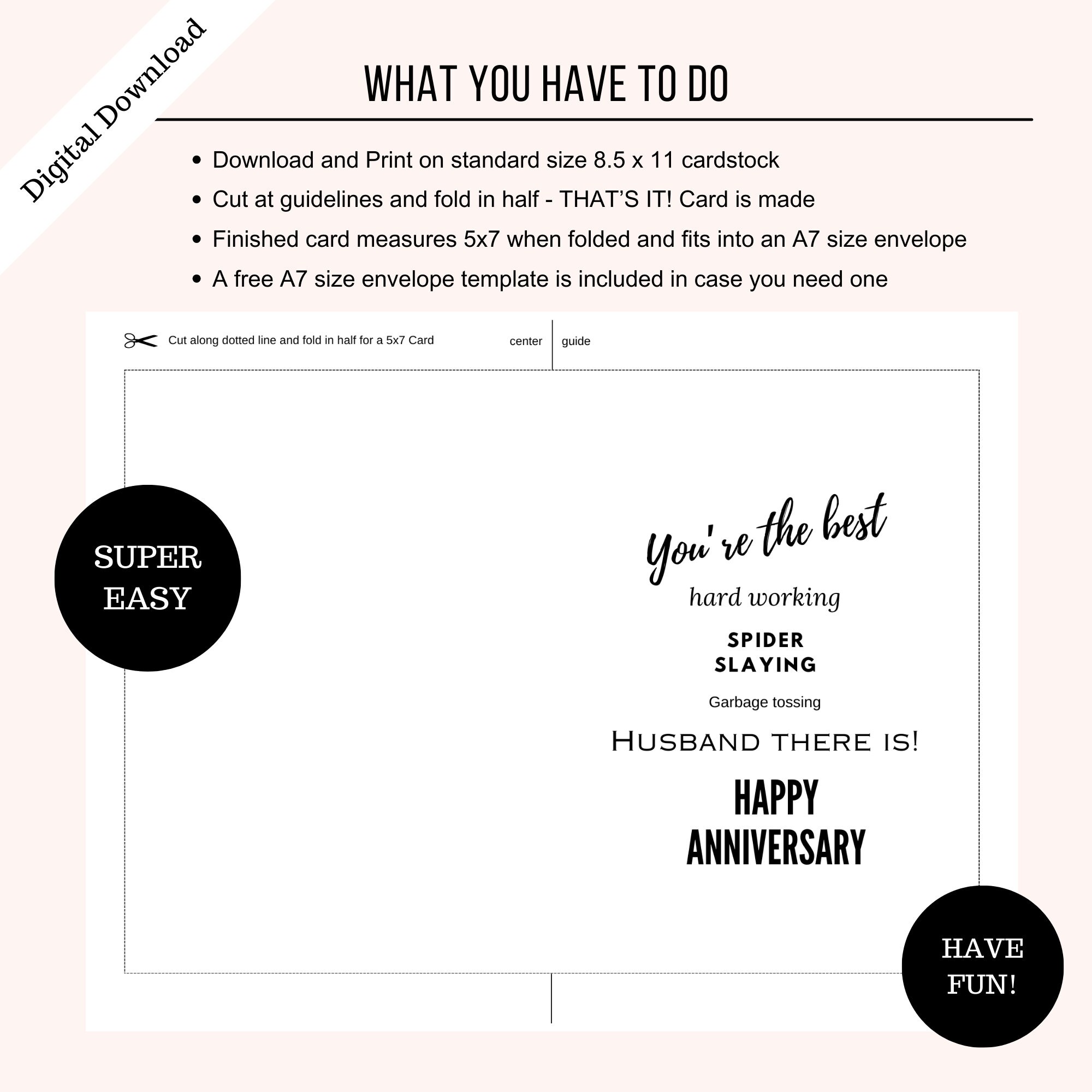 Printable Anniversary Card for Husband, Funny Anniversary Card for Him ...
