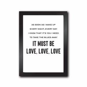 A4 ~ Madness ~ it must be love ~ Ska 2 Tone Music Song Quote Wall Art Poster ~ birthday ~ Wedding Day ~ Anniversary ~ Valentine’s Day ~ love