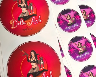 Two Delta Ash Circle Stickers 2x2 and 4x4