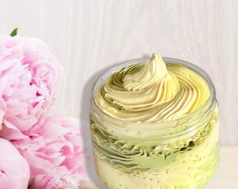 Peony Scented Eczema Healing Whipped Body Butter | Patchouli | Geranium | Tea Tree | Vitamin E | Shea Butter | Cupaucu Butter