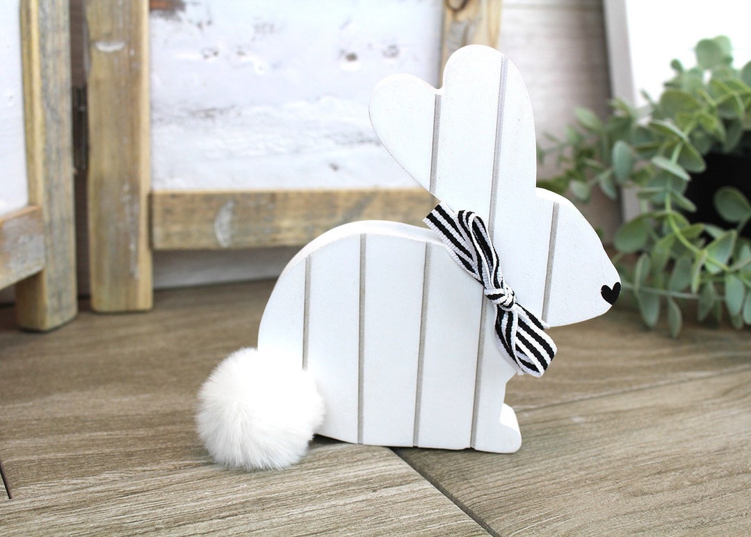White Wooden Bunny Block - Etsy