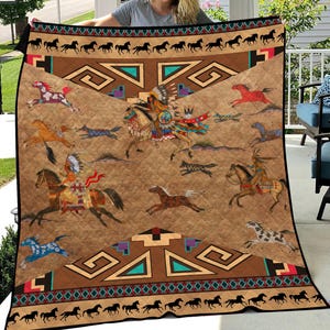 Native Geometric Throw Indigenous Blanket Native Native American Horse ...