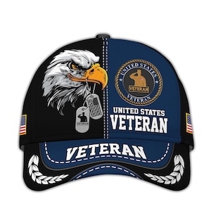 US Veteran Baseball Cap – Military Veteran Hats, Patriotic Ball Cap, Adjustable Tactical Cap, Gift For Veterans Day, Bold Eagle Hat
