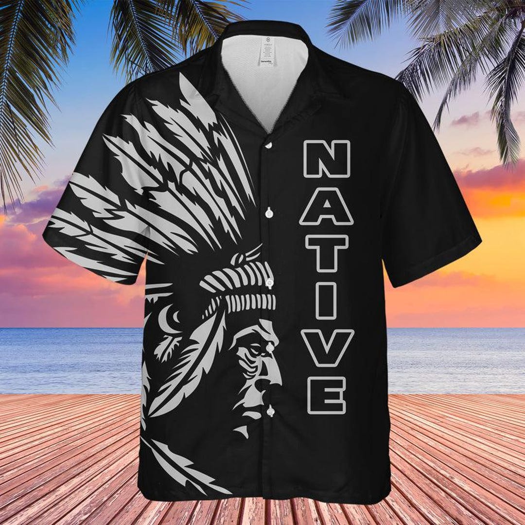 Native America Hawaiian Shirt, Native Headdress Button up Shirt ...