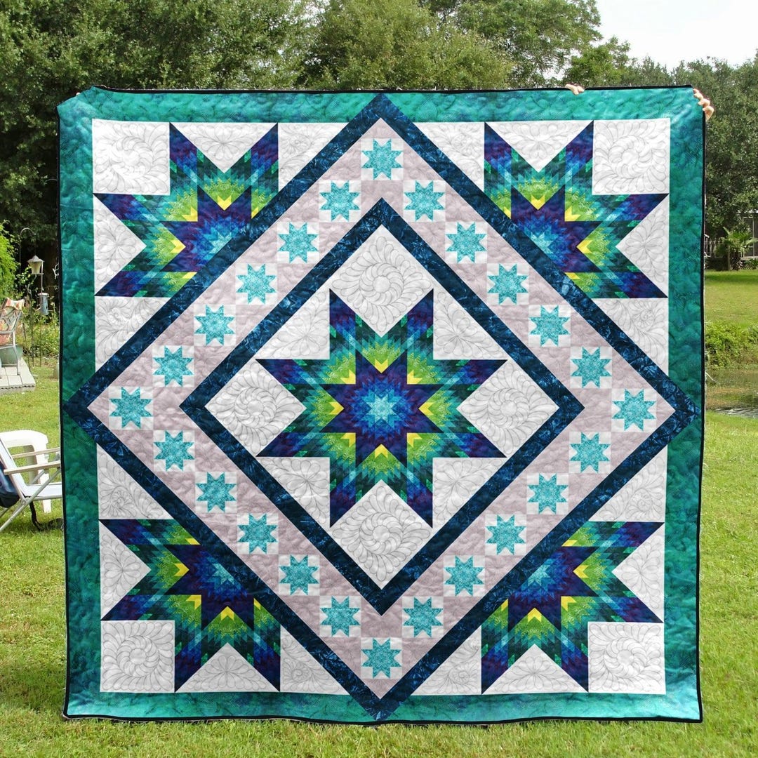 Native American Inspired Star Art Quilt, Navajo Blanket, Native Quilt ...