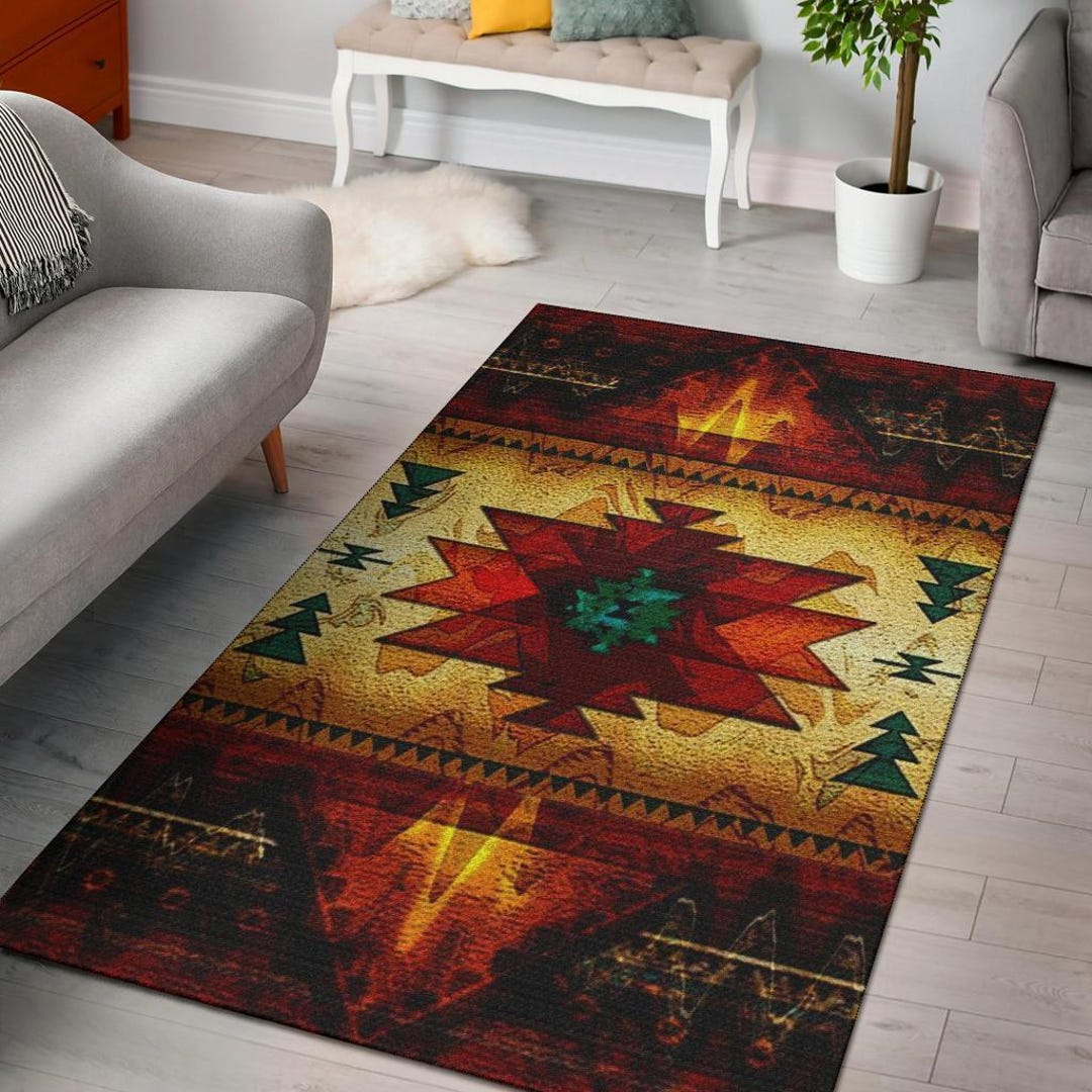 United Tribes Brown Design Native American Area Rug, Indigenous Area ...