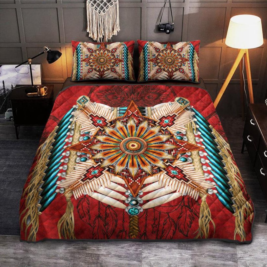Native American Mandala Bedding Set, Dreamcatcher Feather Quilt ...