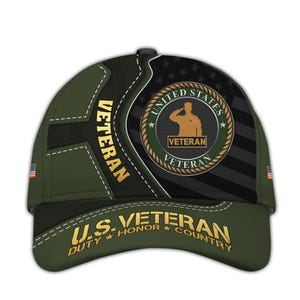 Veteran Hat – Duty Honor Country Patriotic Baseball Cap, Military Veteran Hat, Adjustable Tactical Cap, Veterans Day Gift, Bald Eagle Design