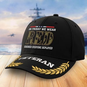 Embroidered RED Veteran Hats For Men, Veterans Caps For Men, Military Retired Hats, Military Cap, Gift For Veteran, Gifts For Vietnam Vets